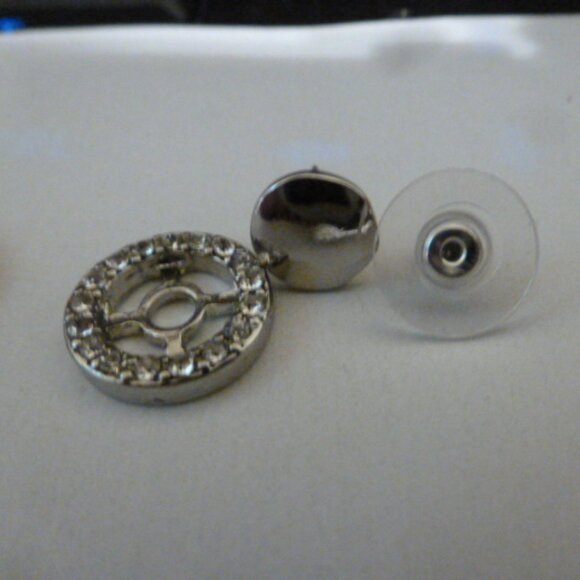 NEW Chico's button stud CZ halo jacket enhancer earrings - gold or silver - Picture 6 of 6